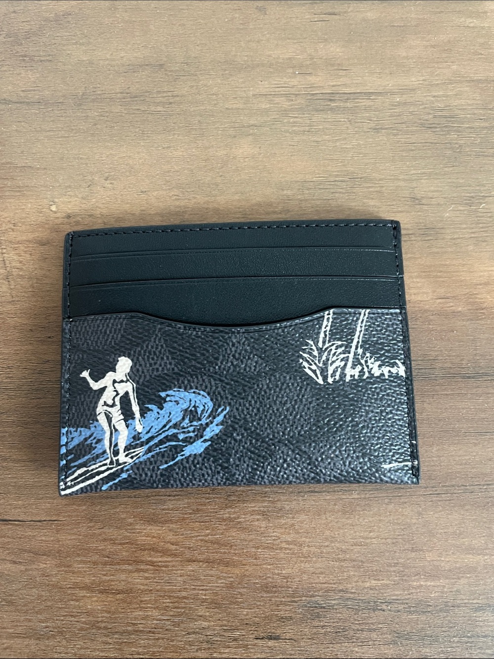 Coach Black Leather Surf card holder